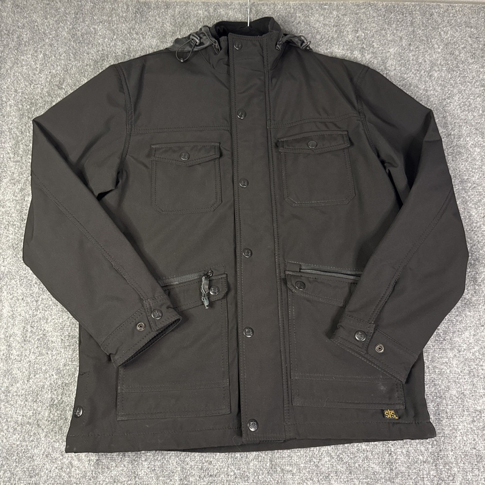 STS Ranchwear Softshell Jacket Mens M Brazos II Black Western Work Coat READ